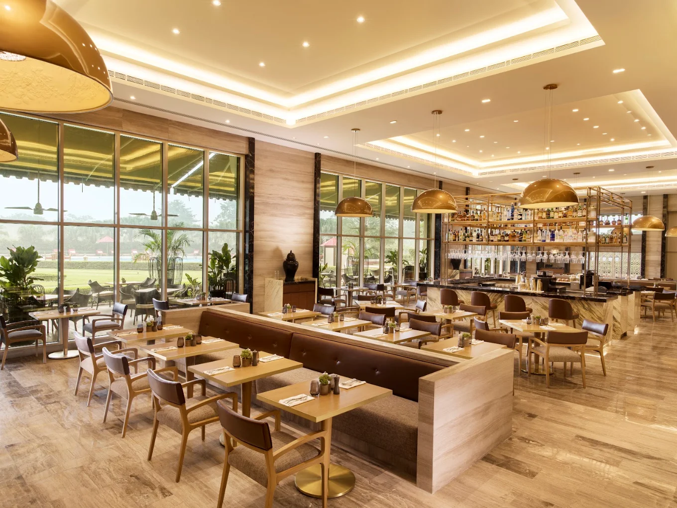 Clubhouse dining and lounge interior, representative image